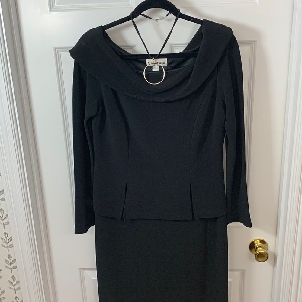Nicole Studio New York Size 16 black midi dress. Please see photo measurements.